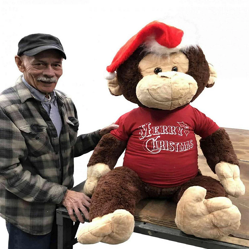 Buy โ Big Teddy Giant Stuffed Monkey 4 Feet Merry ๐ Christmas T-Shirt Santa Hat ๐ฅ 1 Buy โ Big Teddy Giant Stuffed Monkey 4 Feet Merry ๐ Christmas T-Shirt Santa Hat ๐ฅ