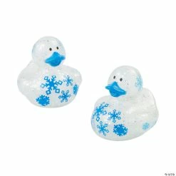 New ❤️ Blue & Silver Glitter Sparkle Rubber Ducks - 12 Pc. 💯