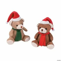 Hot Sale 🎉 Christmas Scarf & Santa Hat Brown Stuffed Bears - 12 Pc. 😉