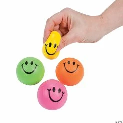 Promo 🛒 Mini Neon Smile Face Stress Balls - 24 Pc. 🤩