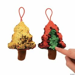 Buy โค๏ธ Reversible Sequin Stuffed ๐ Christmas Tree Ornaments - 12 Pc. โจ